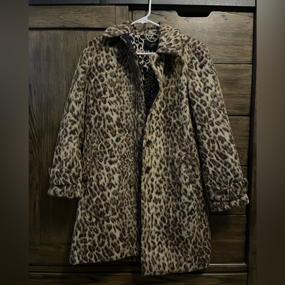 J.Crew Wool Blend Double Leopard Print Topcoat